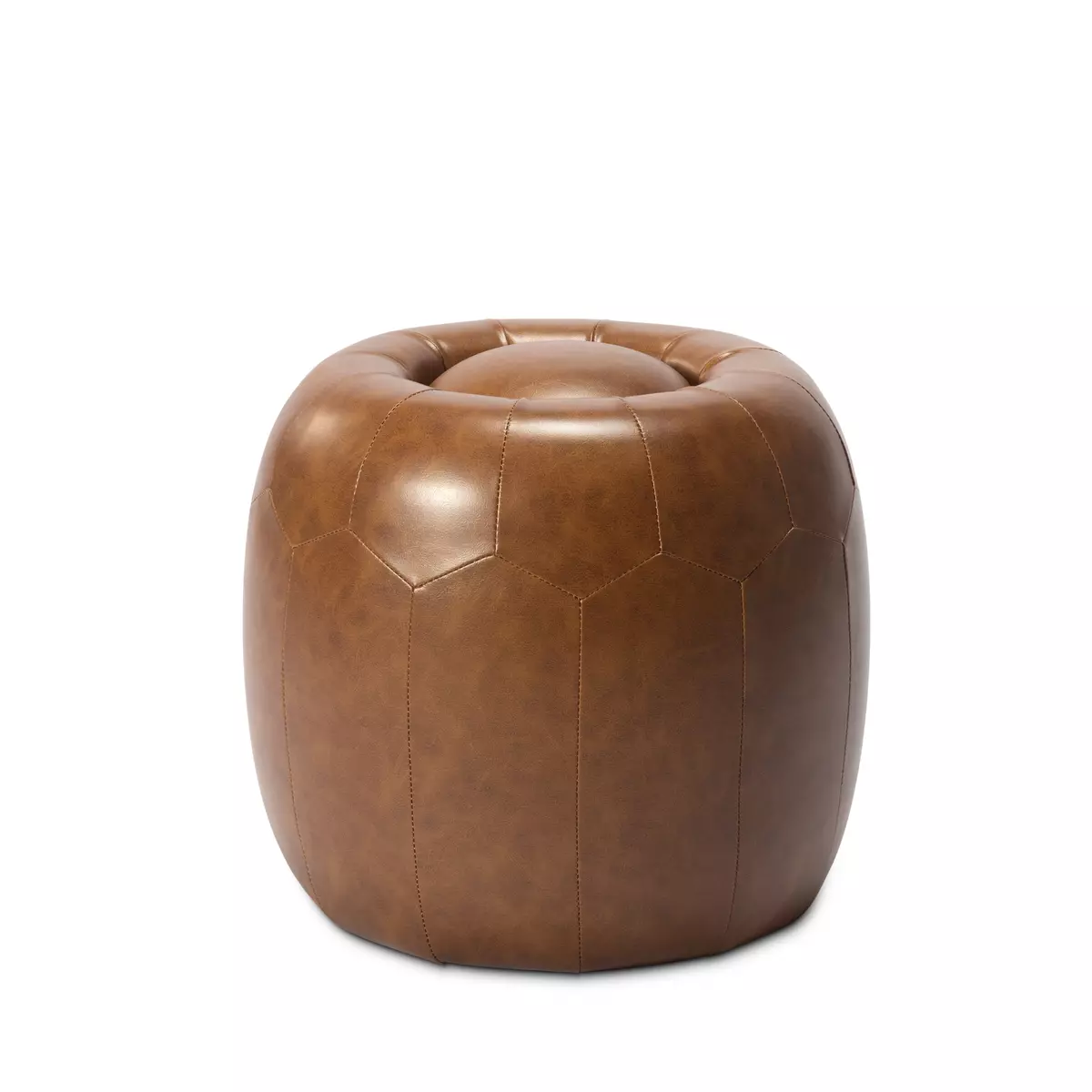 1pc 17.3 Inch Round Footrest, Round Faux Leather Stool, Vintage Living Room Stool, Home Decoration, Cute Housewarming Gifts