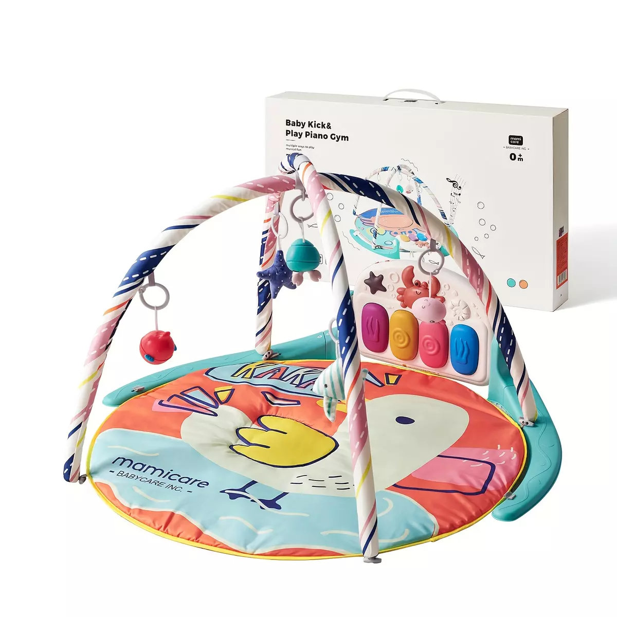 Babycare Duck Baby Activity Mat Glow and Grow Kick & Play Piano Gym, Portable Musical Toy with Smart Stages Learning, Ages 0+ Months, Blue