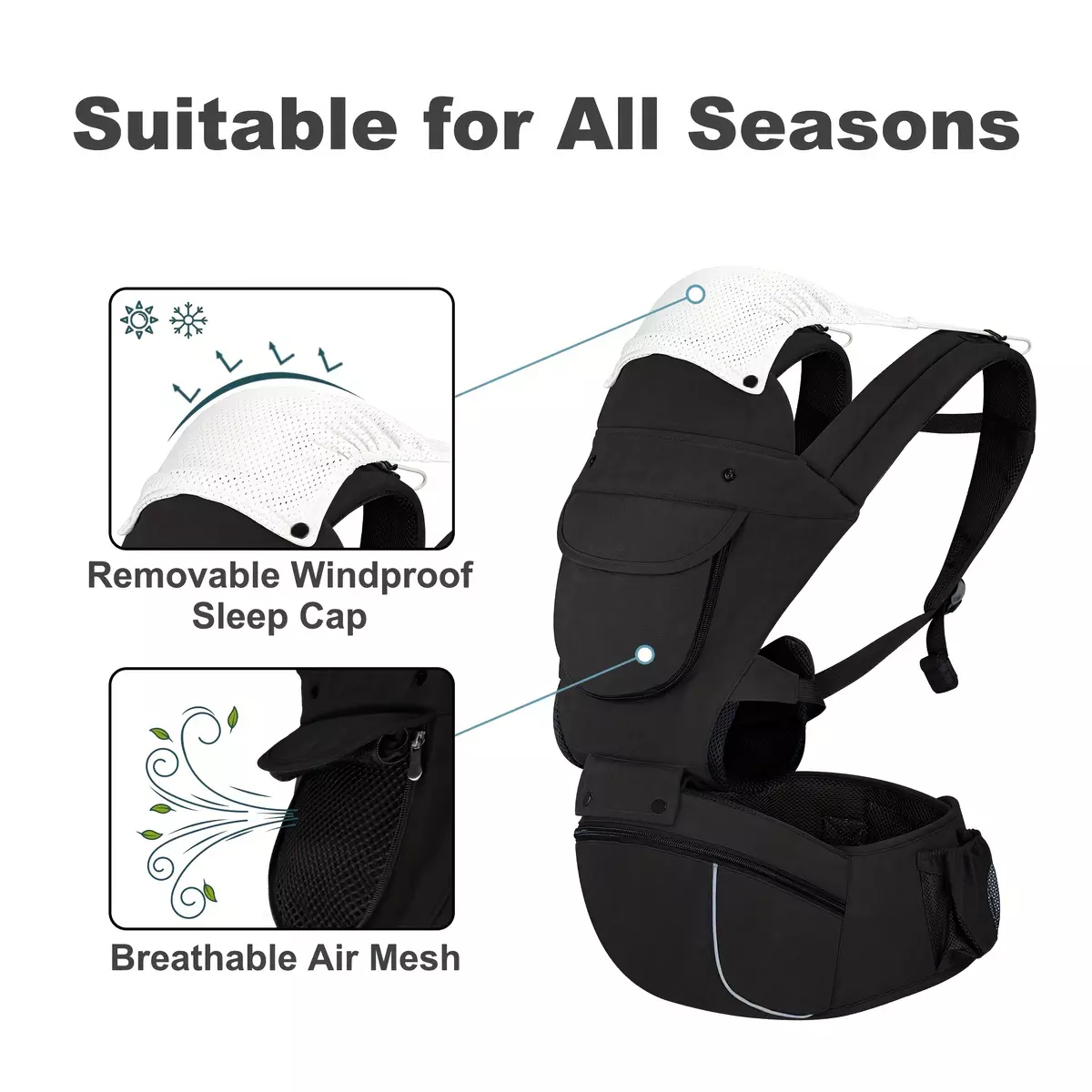 Infant Front Carrier With Hip Seat, Portable Baby Carrier, Durable Baby Waist Stool