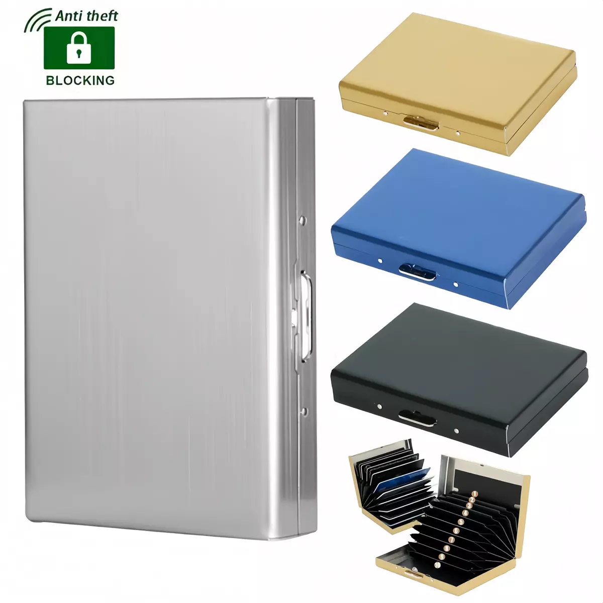 Banknote Document Credit Card Bag Protection Case Metal credit Card Wallet Business Card Holder for Men And Women-Silvery