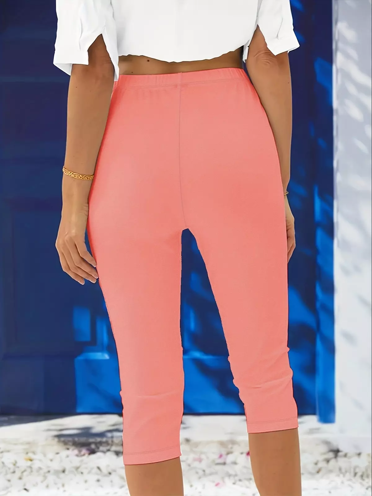 Solid Simple Leggings, Casual Simple Versatile Capri Leggings, Women's Clothing