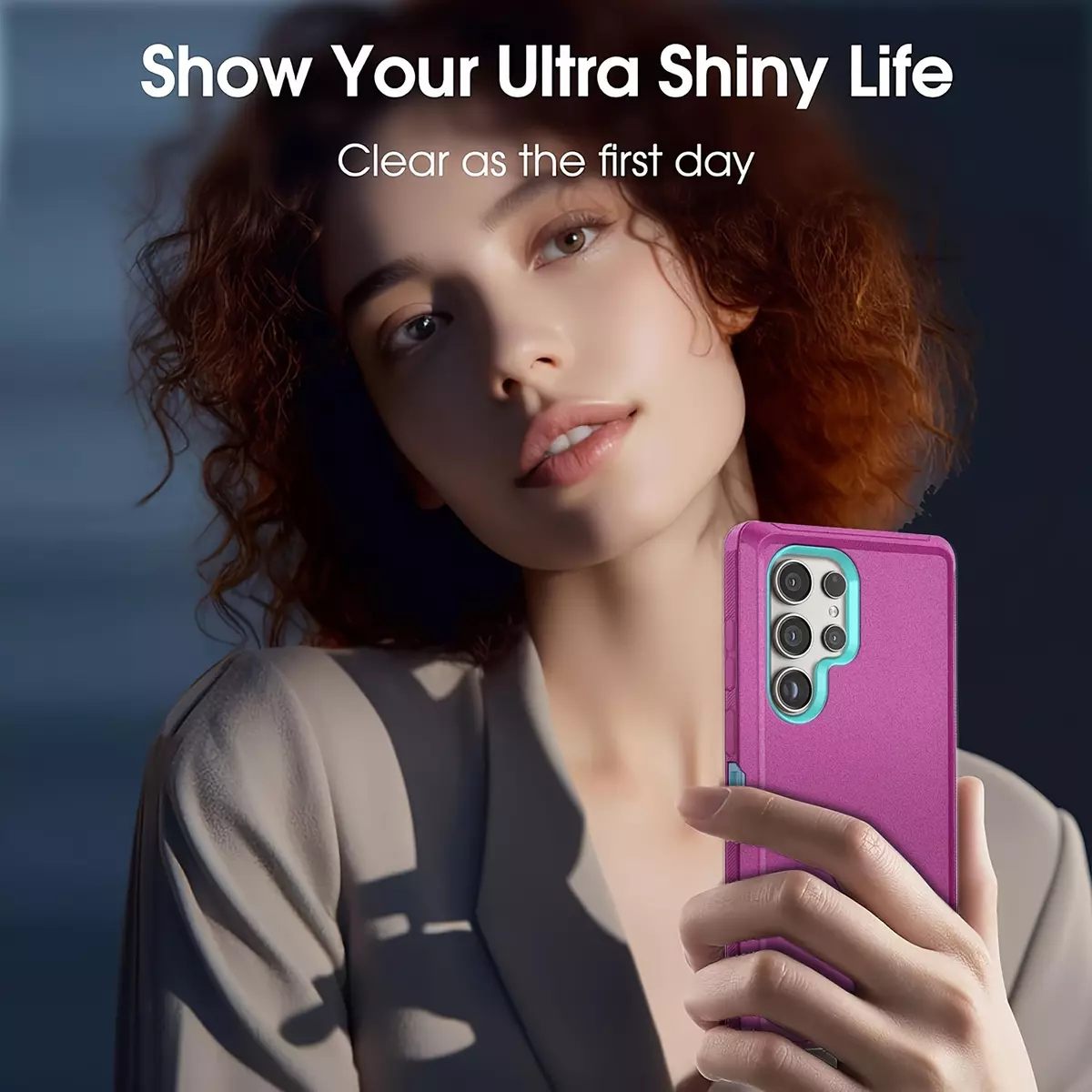 Protective Case Compatible With Samsung Galaxy S24/S24+/S24 Plus/S24 Ultra 5G Heavy Duty Shockproof Rugged Protective 3-Layers Phone Cover Light Purple Teal-Light Purple