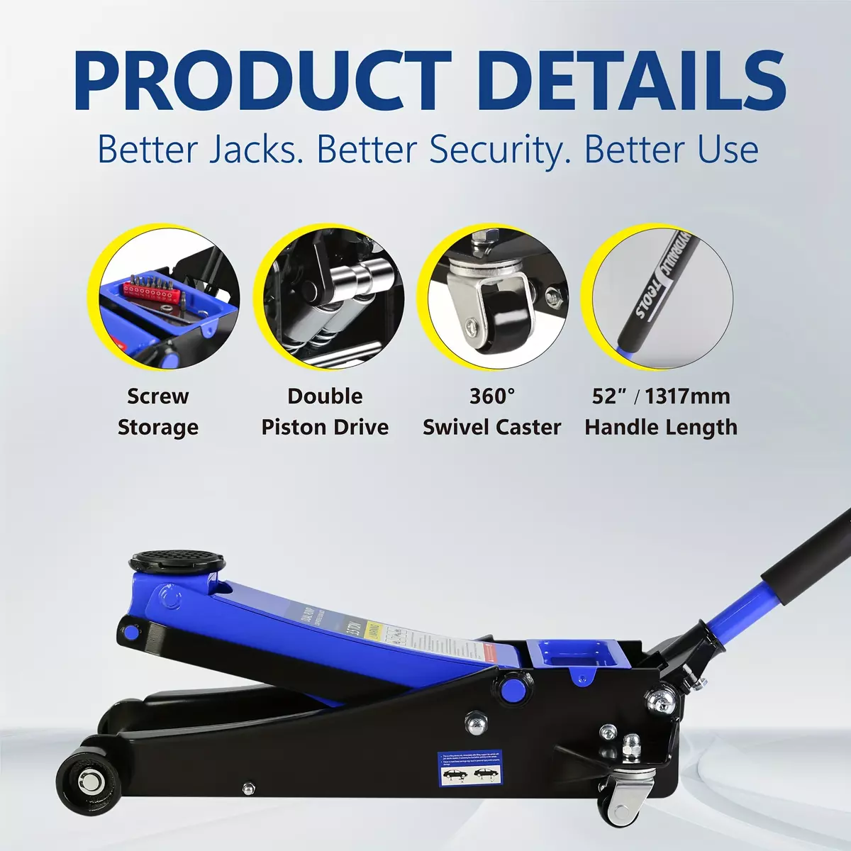 Floor Jack, 3.5 Ton Low Profile Floor Jack, Heavy-Duty Steel Racing Floor Jack with dual Piston Quick Lift Pump, Floor Jack Lifting Range 4"-21"