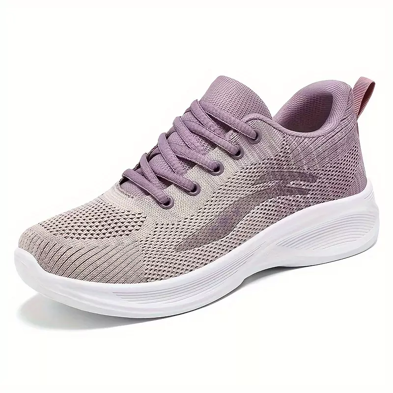 Women's Breathable Knit Sneakers, Casual Lace Up Outdoor Shoes, Comfortable Low Top Sport Shoes