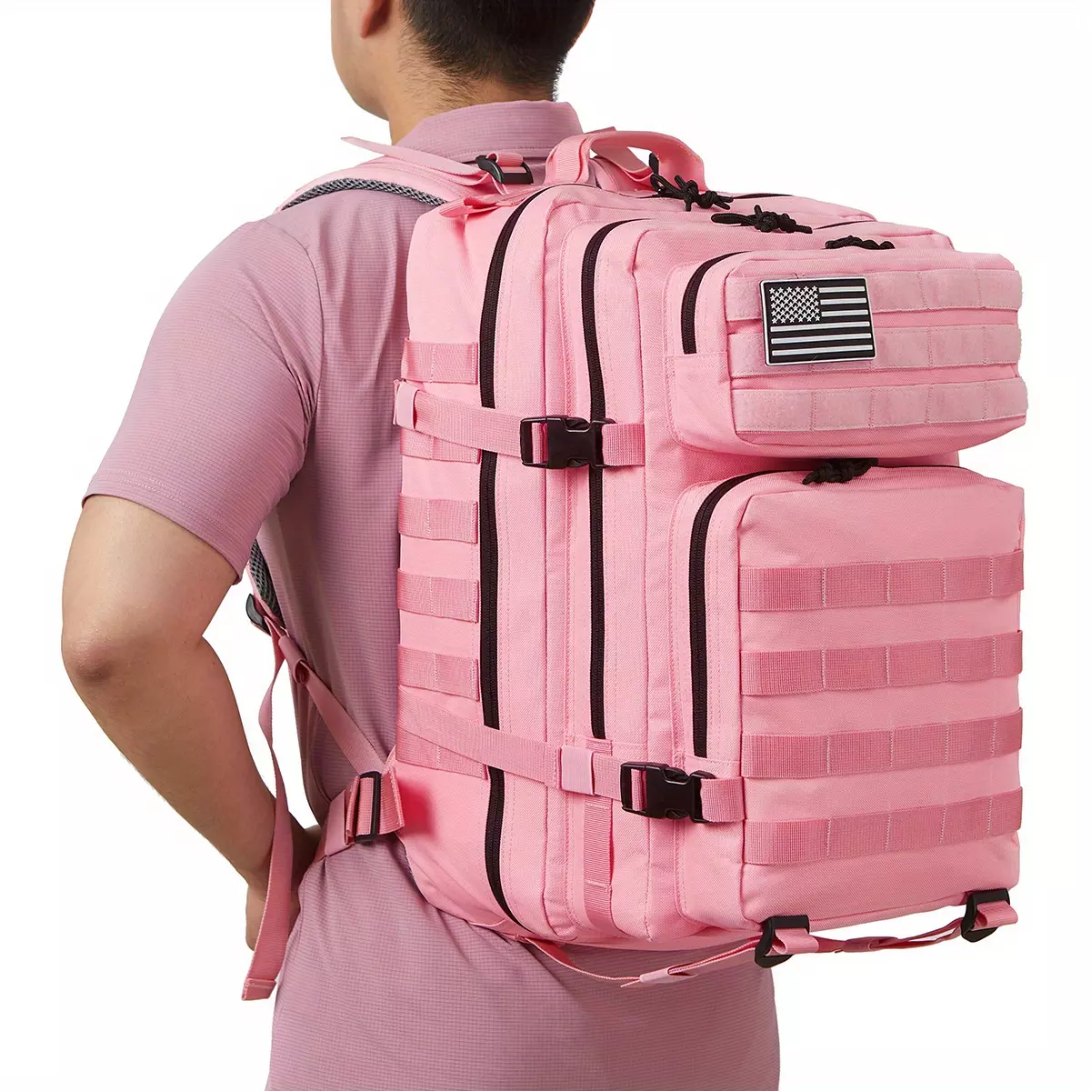 45L Military Tactical Backpacks for Women GYM Fitness Molle Army Assault Pack 3 Day Bug Out Bag Hiking Trekking Rucksack Pink