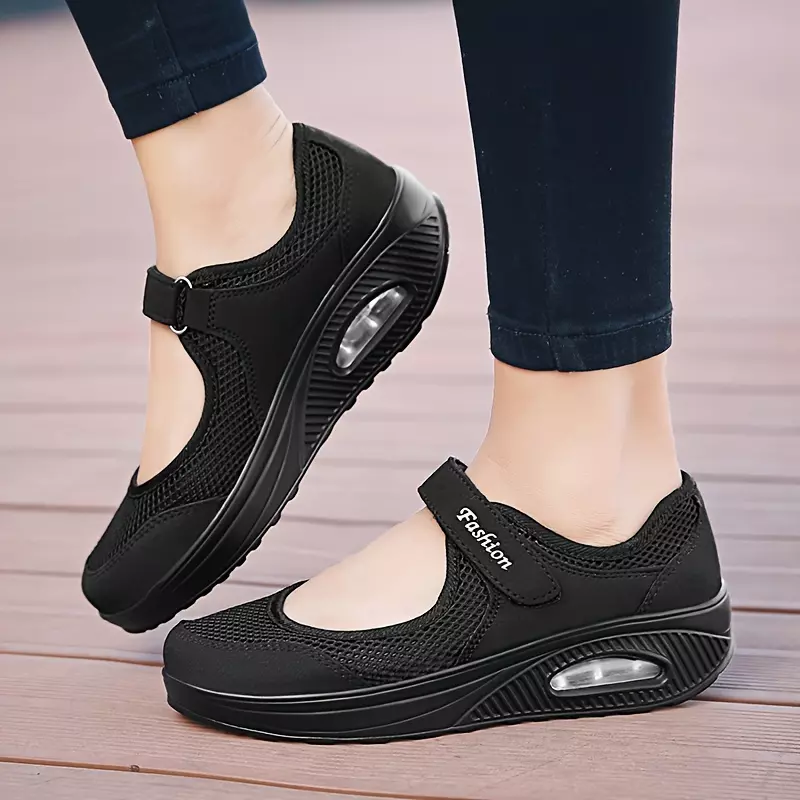 Womens Comfy Breathable Sneakers - Air Cushion Support, Lightweight Mesh Walking Shoes for Everyday Wear-grey