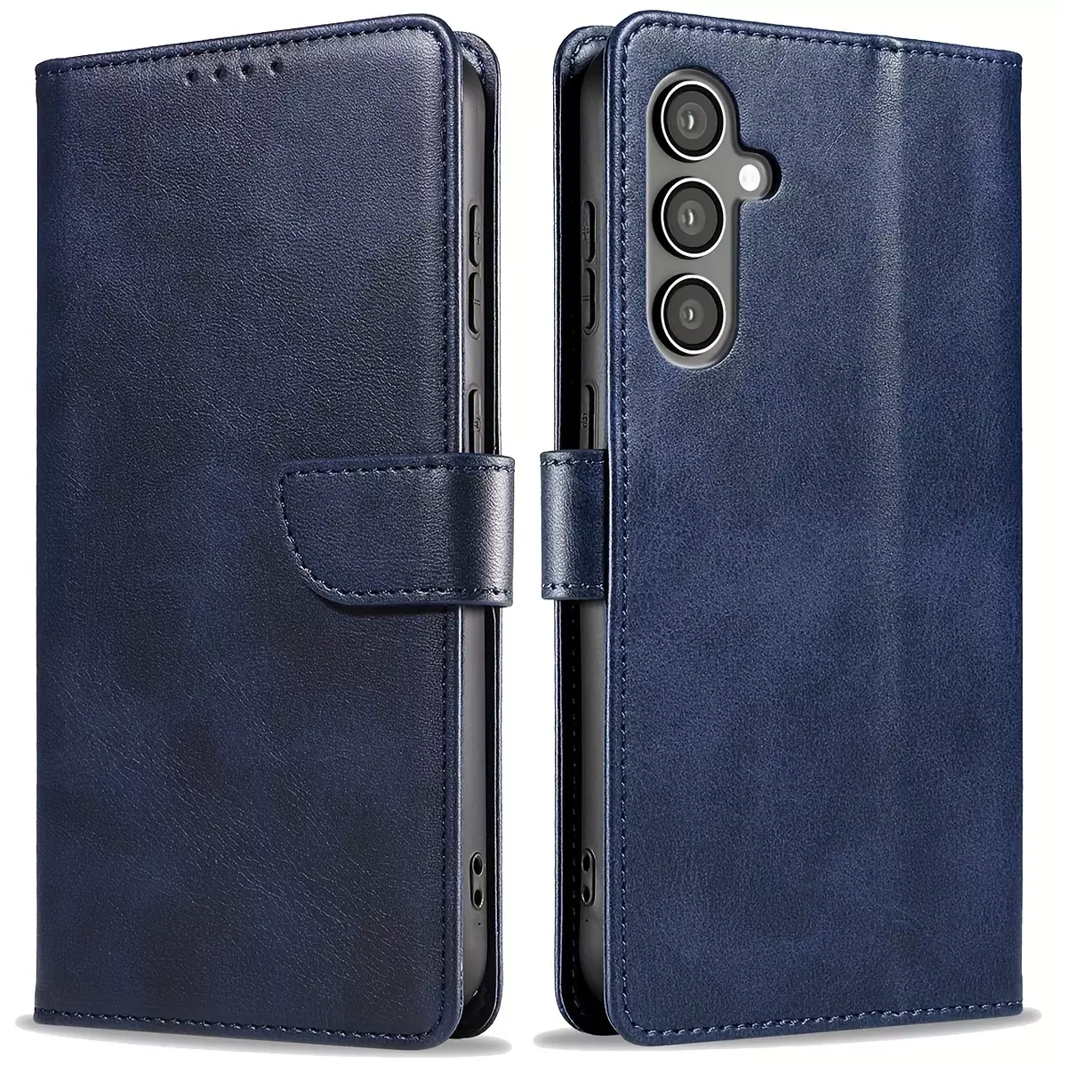 For Samsung Galaxy S24 5G 6.2" Phone Faux Leather Case Shockproof Protective Wallet Card Slots Holders Kickstand Flip Folio Cover Blue