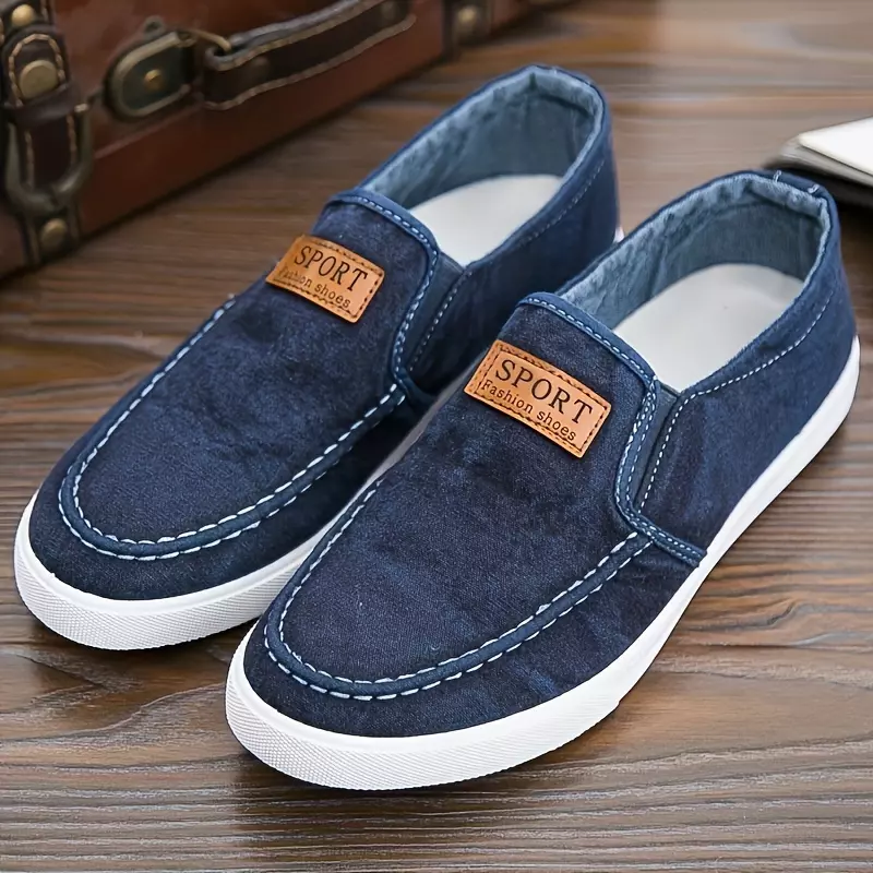 Men's Lightweight Canvas Sneakers - Breathable, Non-Slip, Easy Slip-On Design for Everyday Comfort and Outdoor Activities-grey