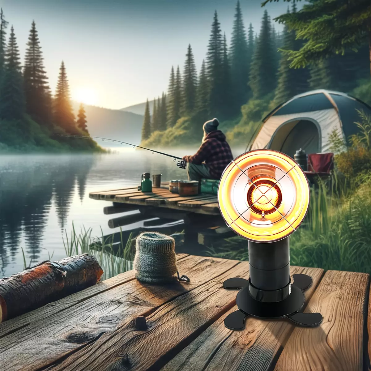 Dr.Camp Portable Camping Heater 5500 BTU with Auto Ignition, Suitable for Fishing, Hunting, Outdoor Activities, Compatible with 1 Pound Propane Gas Cylinder
