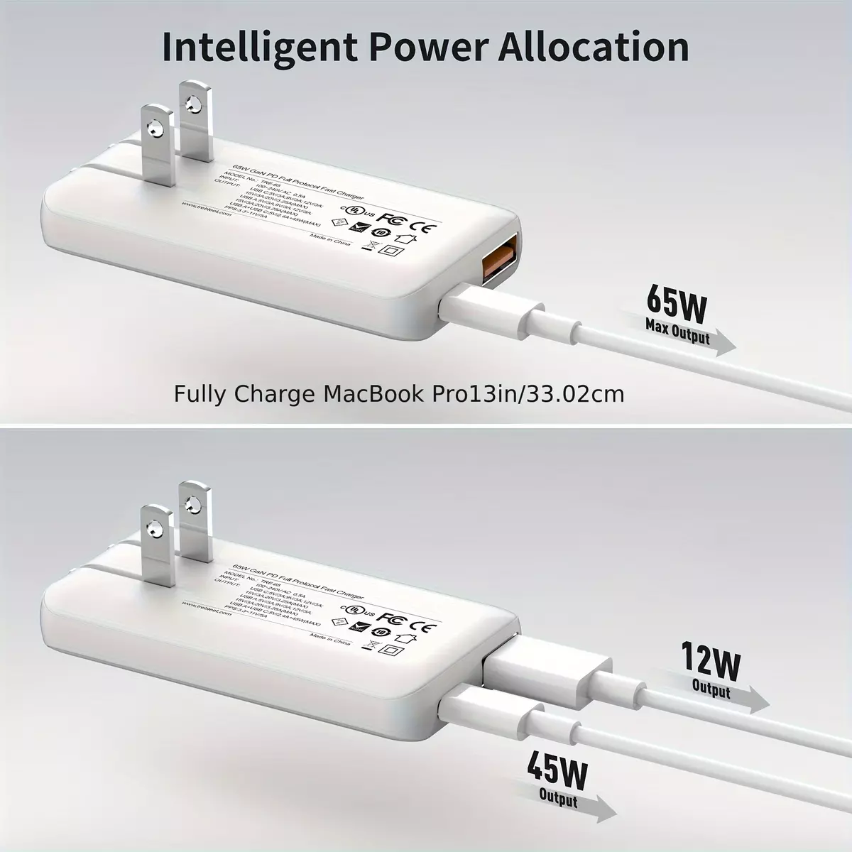 Ultra Thin 65W USB C Charger, Foldable For Travel, Flat Dual Port With PD 3.0 & GaN Tech For Laptops, MacBook, IPad Pro, IPhone 13/13 Pro, IPad Pro, S22, Galaxy Book, LG Gram, XPS, Pixel