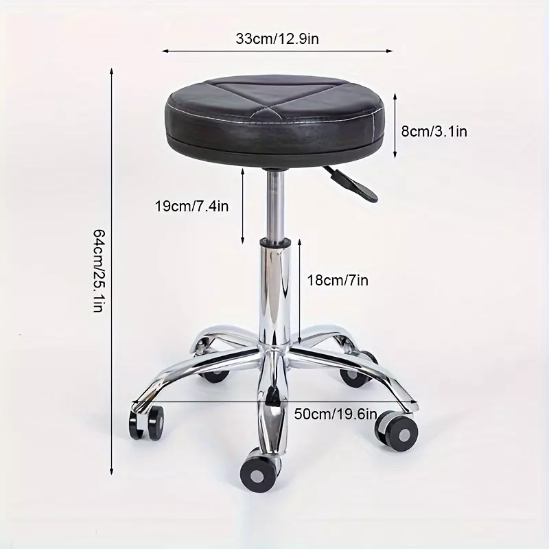 Barber Stool, Adjustable Height Swivel Stool Chair, Soft And Comfortable Chair For Spa Barber Nail Salons-White