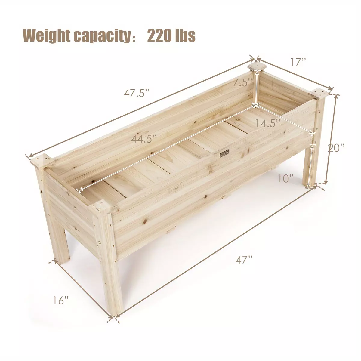 Costway Raised Garden Bed Elevated Planter Box Wood for Vegetable Flower Herb