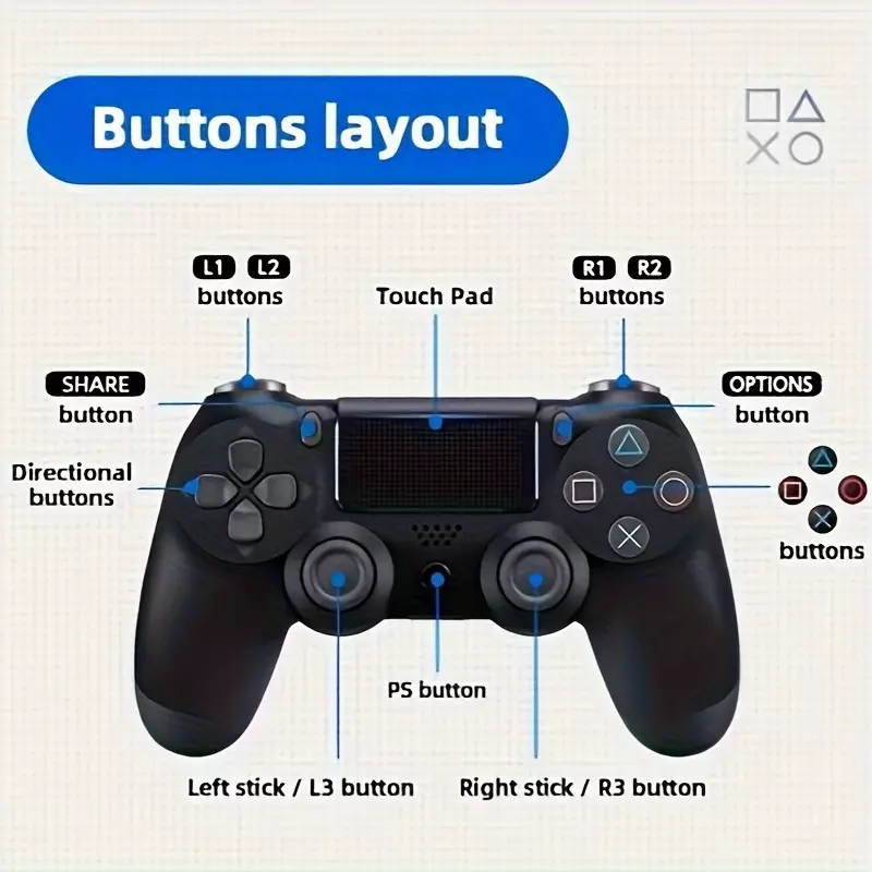 Wireless Controller Compatible with PS4/Pro/Slim/PC Game Remote for Playstation 4 Controller with Precision Joystick/Turbo/Double Shock/Audio/6-Axis Gyroscope-Blue