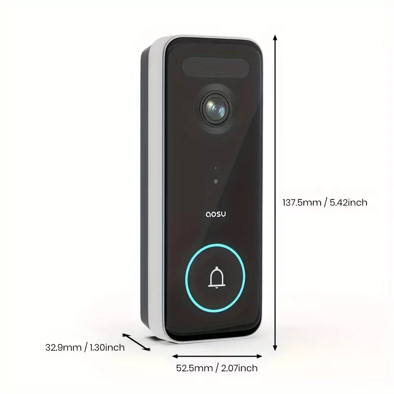 Doorbell Camera Wireless, 5MP Ultra HD, No Monthly Fee, 2.4/5 GHz WiFi Video Doorbell with Homebase, Battery/Wired Powered, Work with Alexa & Google Assistant