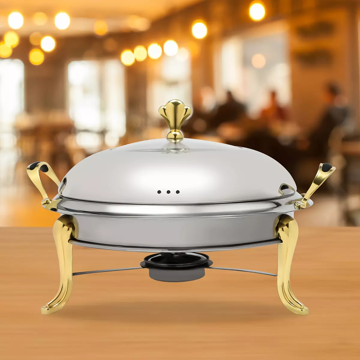 Round Chafing Dish Stainless Steel Dish 2.5L Catering Chafers and Buffet Warmers with Fuel Holder for Hotels/Buffets/Restaurants/Family Gatherings
