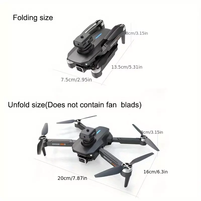 E88S Drone, Brushless Motor Height Fixed, RC Foldable Drone, 360° Infrared Obstacle Avoidance, One Button Control, Perfect Toy