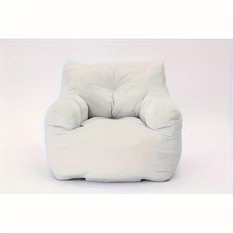 Soft Cotton Linen Fabric Bean Bag Chair Filled With Memory Sponge,Ivory