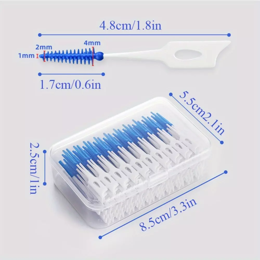 200 Pieces Of Soft Silicone Interdental Brush For Orthodontic Braces, Dental Flosser Picks-Blue