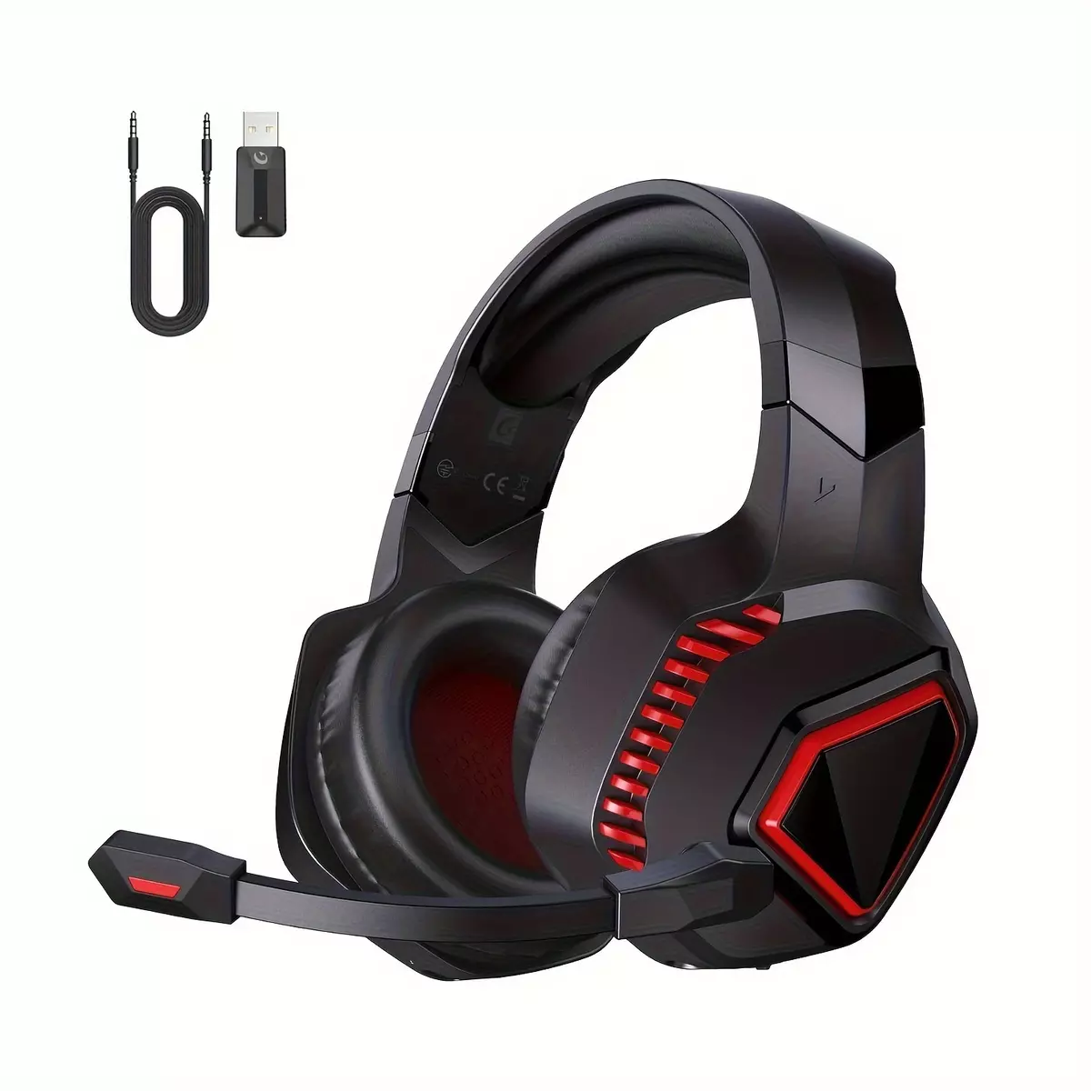 Wireless Gaming Headsets for PS5, PS4, Mac, Switch, PC, 2.4GHz Wireless Gaming Headphones, bt 5.2, Adjustable Noise Canceling Microphone, 3.5MM Wired Mode for Xbox Series(Red)