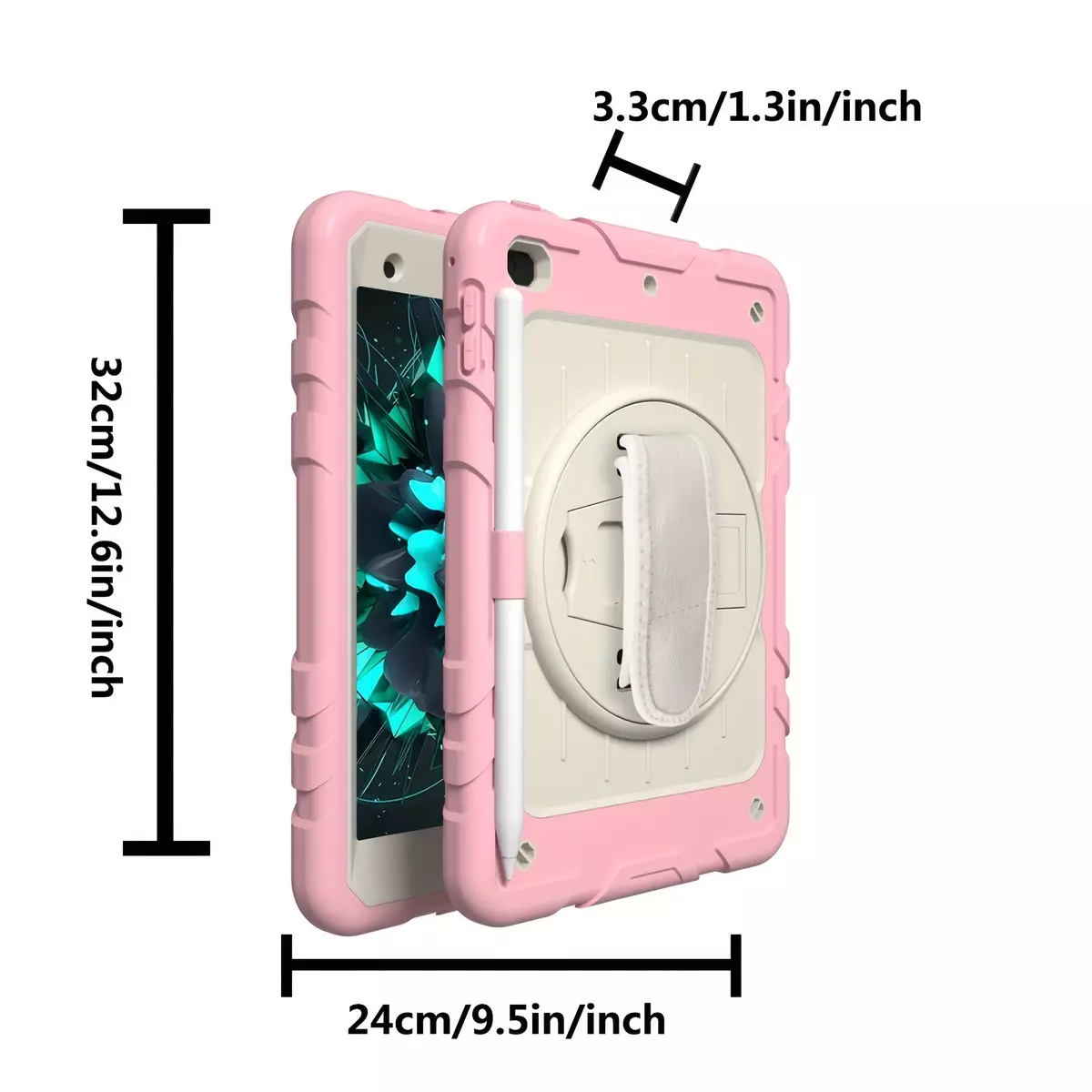 City case iPad Mini 5/ 4, protective case/shock-proof/fall-proof +360-degree rotating bracket. With shoulder strap/hand strap, silicone design, suitable for iPad Mini 5/ 4(7.9) screen-black+blue.