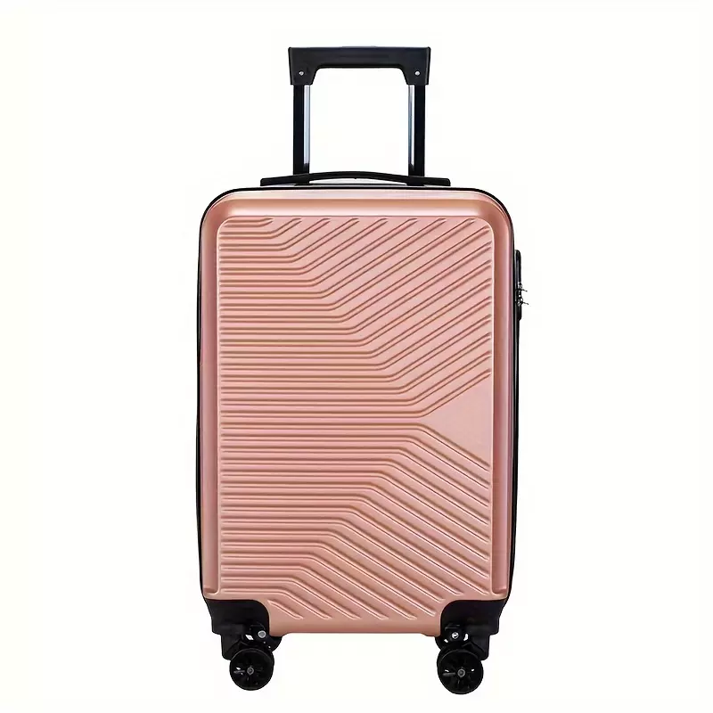 Hard Shell Striped Luggage Suitcase, 20inch Carry On Lightweight Trolley Case, Quiet Universal Wheel Travel Case-Black 20 Inches