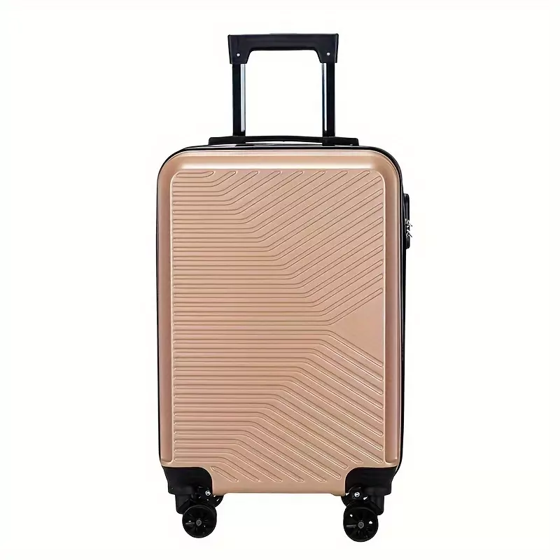 Hard Shell Striped Luggage Suitcase, 20inch Carry On Lightweight Trolley Case, Quiet Universal Wheel Travel Case-Pink 20 Inches