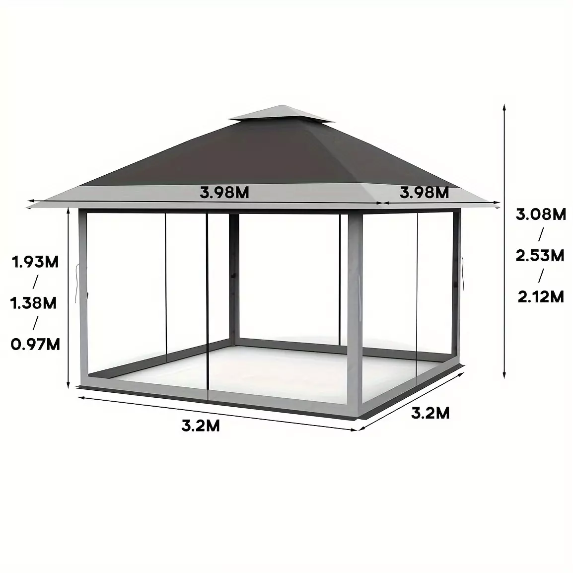 Pop Up Gazebo Outdoor Canopy Shelter with Mosquito Netting 4 Stanbags Instant Gazebo Tent for Lawn, Garden, Backyard, Deck