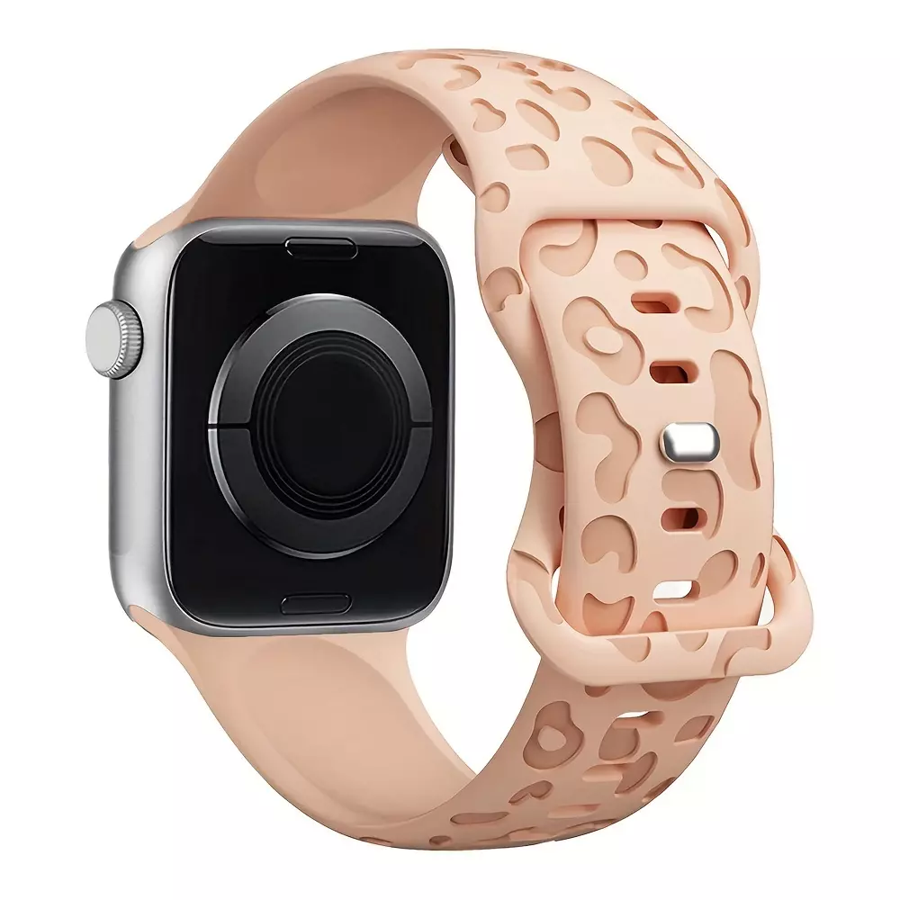 6 Pack Leopard Engraved Sport Silicone Watch Band Strap For Apple Watch 41mm 40mm 38mm iWatch Series 9/8/7/6/5/4/3/2/1 SE