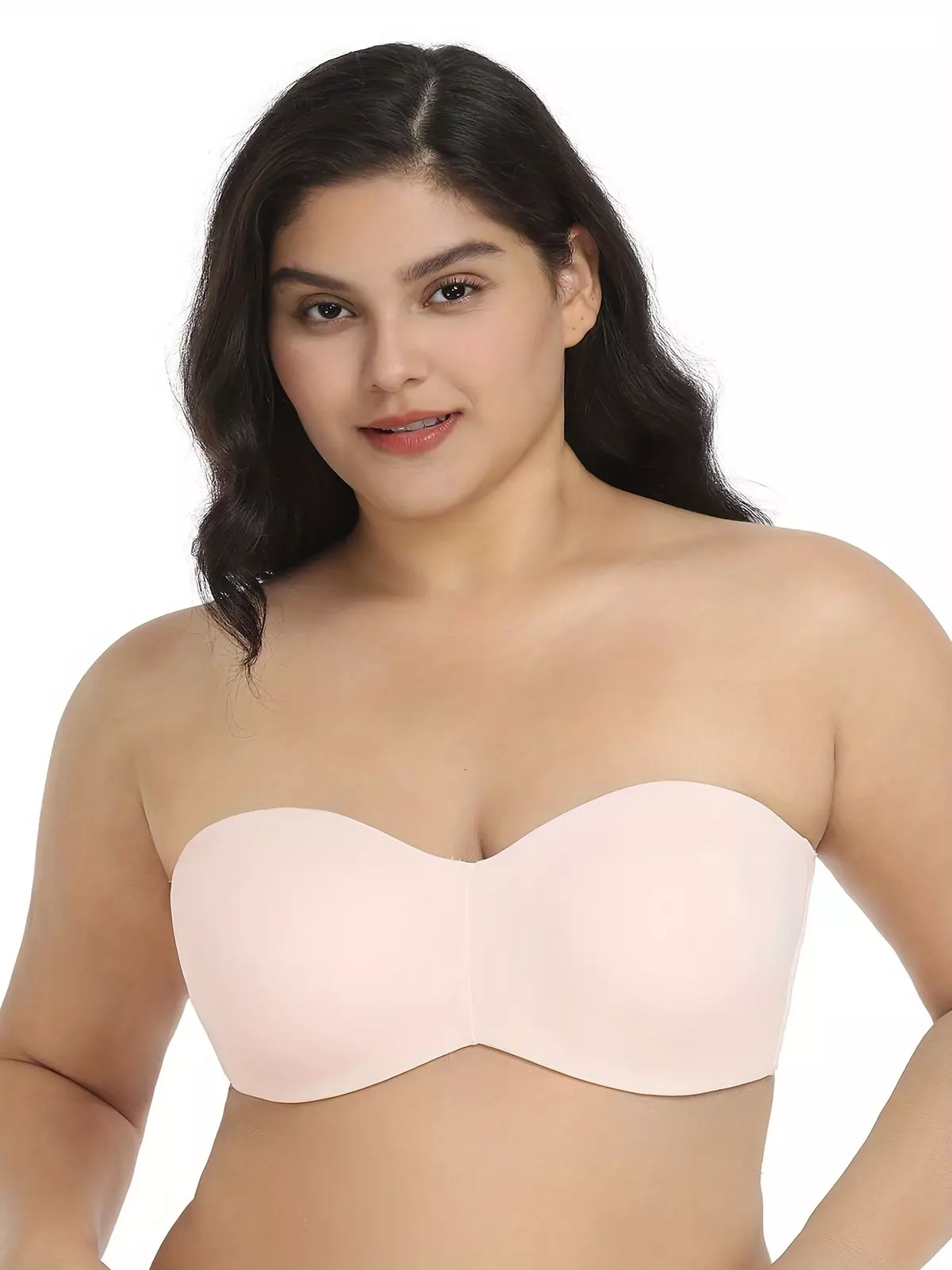 Strapless Bras For Women, Plus Size Minimizer Bra With Underwire Lightly Lined Convertible Bandeau Bra-Macaron Brown