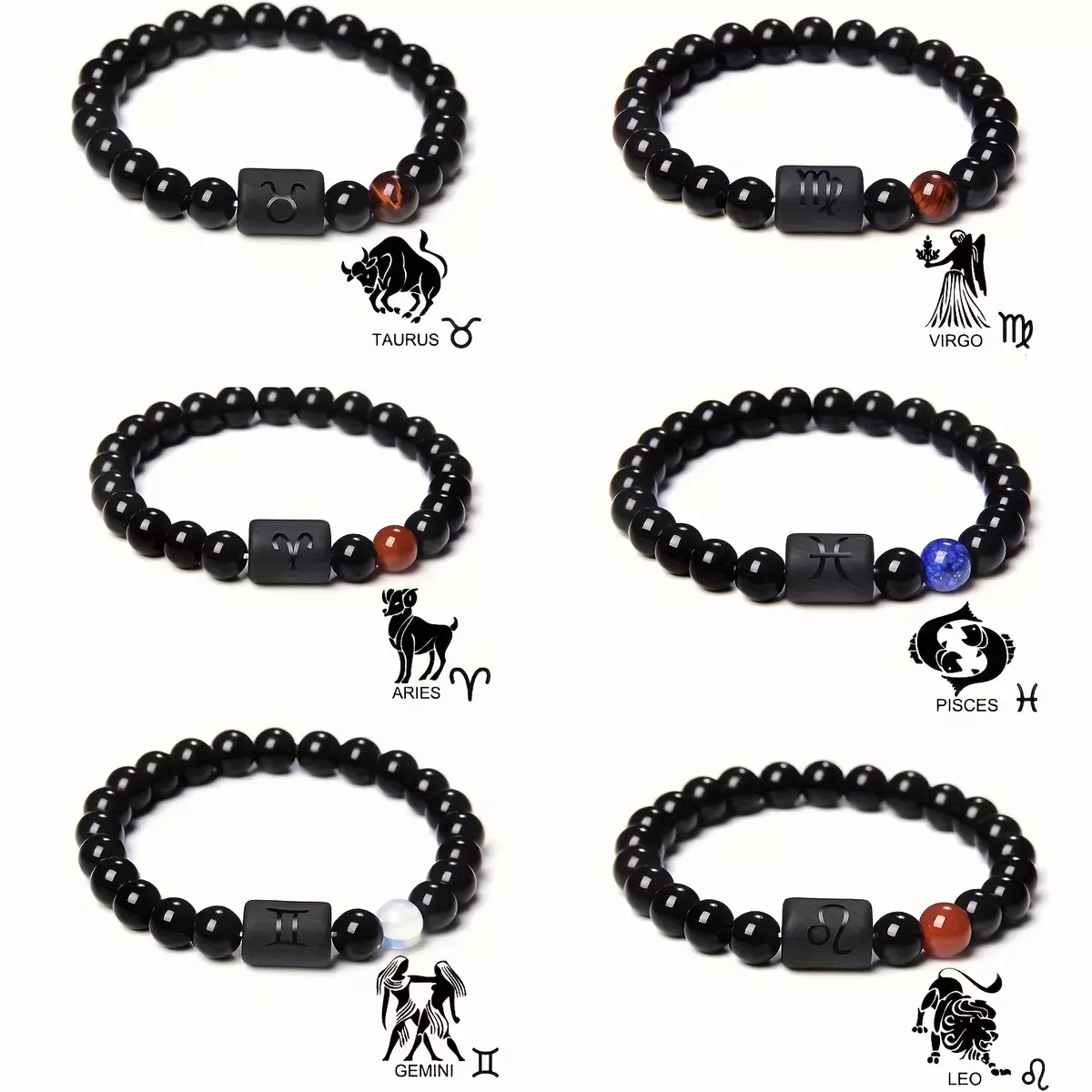 12 constellation bracelets-Black