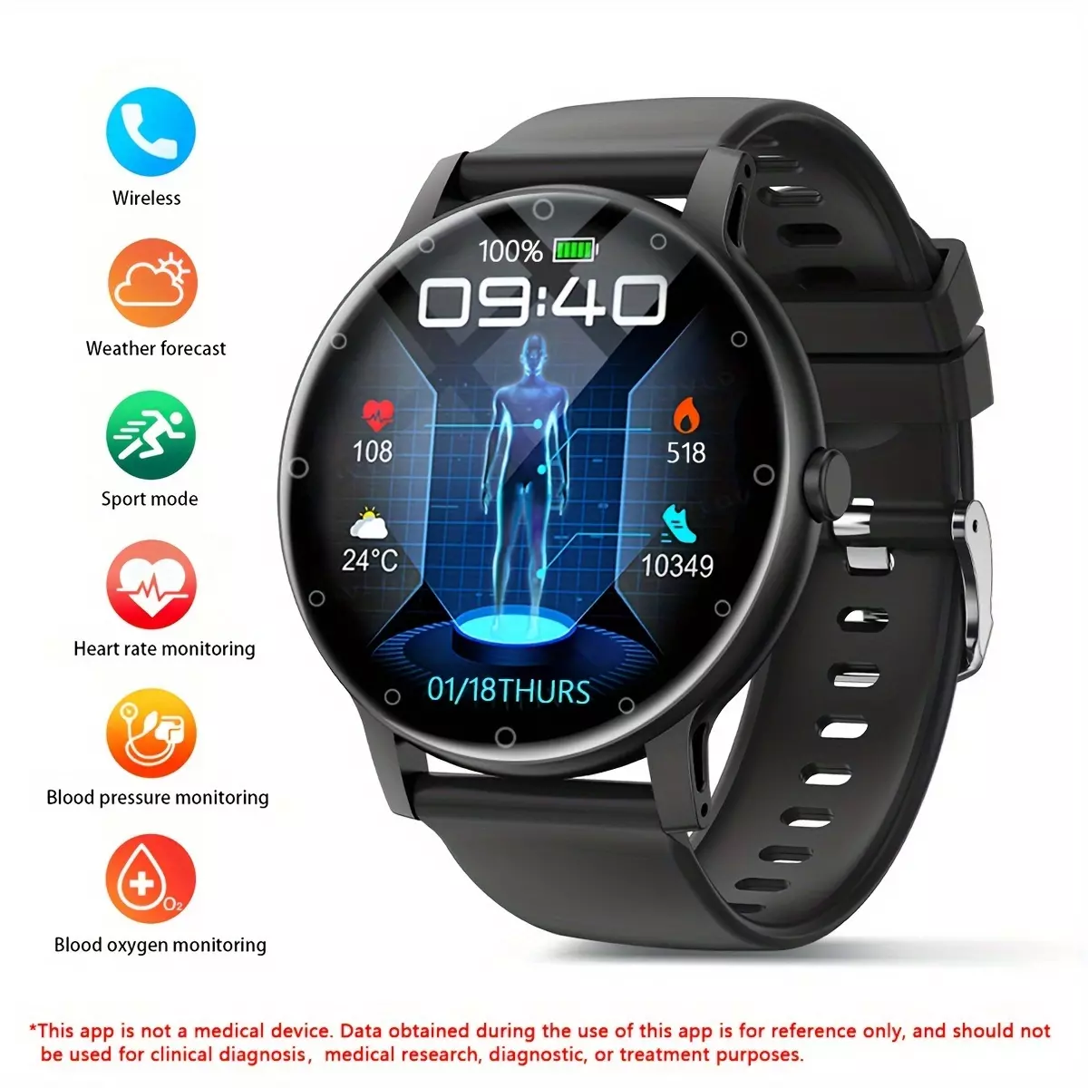 Smart Watch Wireless Calling Multiple Sports Modes For IPhone Android 1.39'' - For Active Lifestyle Men & Women-white