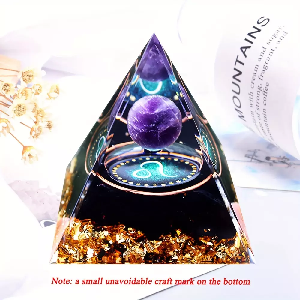 1PC Twelve Constellations Reiki Orgone Pyramid - Taurus/Scorpio/Leo/Pisces/Cancer/Virgo/Libra/Aries - Natural Crystal Chakra Energy Pyramid For Home Decor-Libra