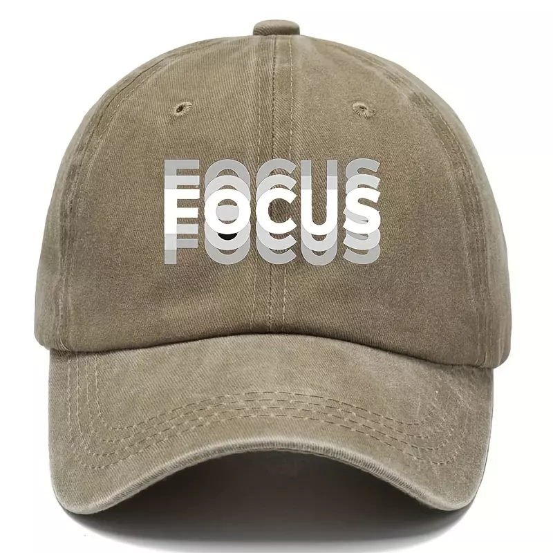 1pc FOCUS Embroidered Washed Cotton Baseball Cap, Adjustable Unisex Classic Style Sports Duckbill Hat, For Men And Women-Burgundy