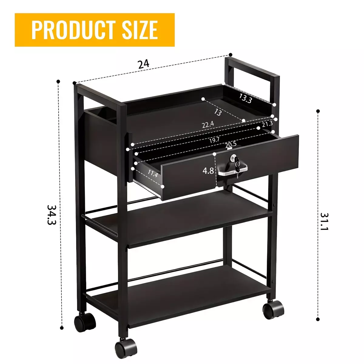 Salon Beauty Cabinet Cart Trolley-BLACK