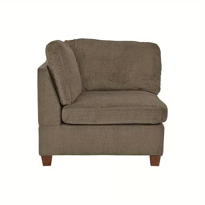 Living Room Furniture Tan Chenille Modular Sectional 9pc Set Corner Sectional Modern Couch 3x Corner Wedge 4x Armless Chairs and 2x Ottoman Plywood
