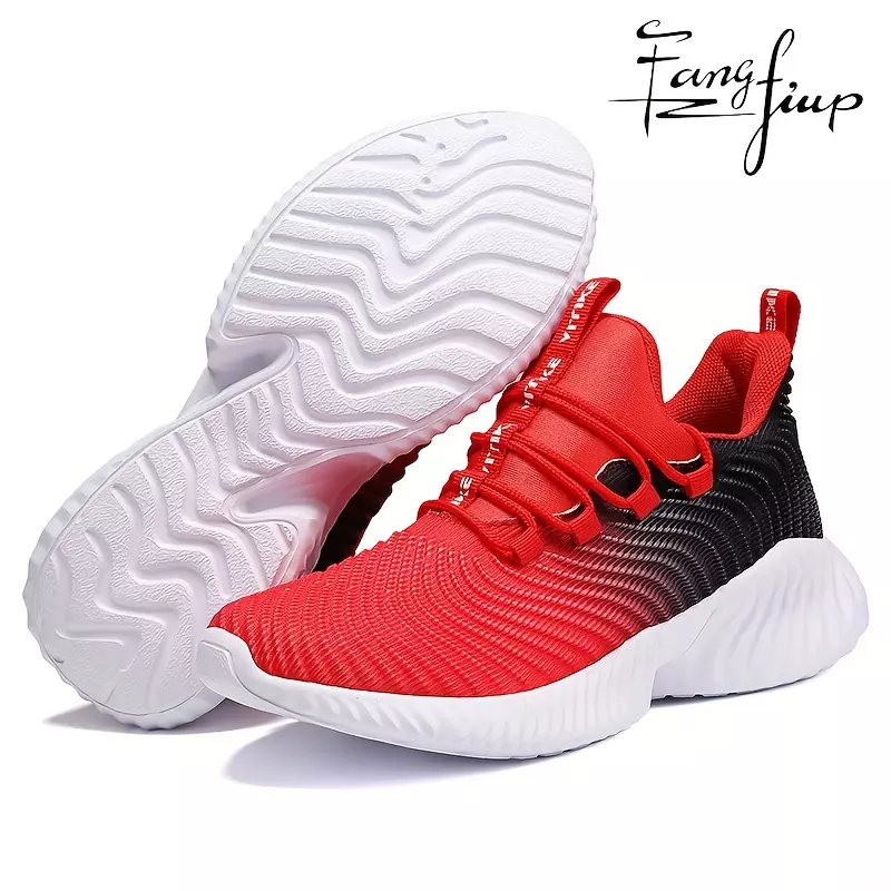 Women's Road Running Shoes Sneakers, Knitted Mesh Tennis Shoes, Breathable Lightweight Sports Shoes For Women-Red