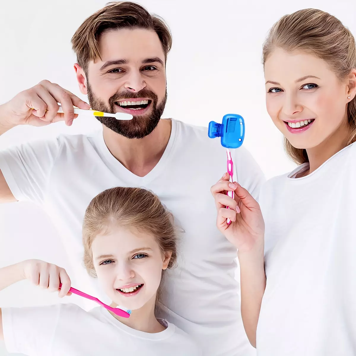 Travel & Family Toothbrush Head Protector – Compact, Hygienic Clip-On Case with Universal Fit-pink