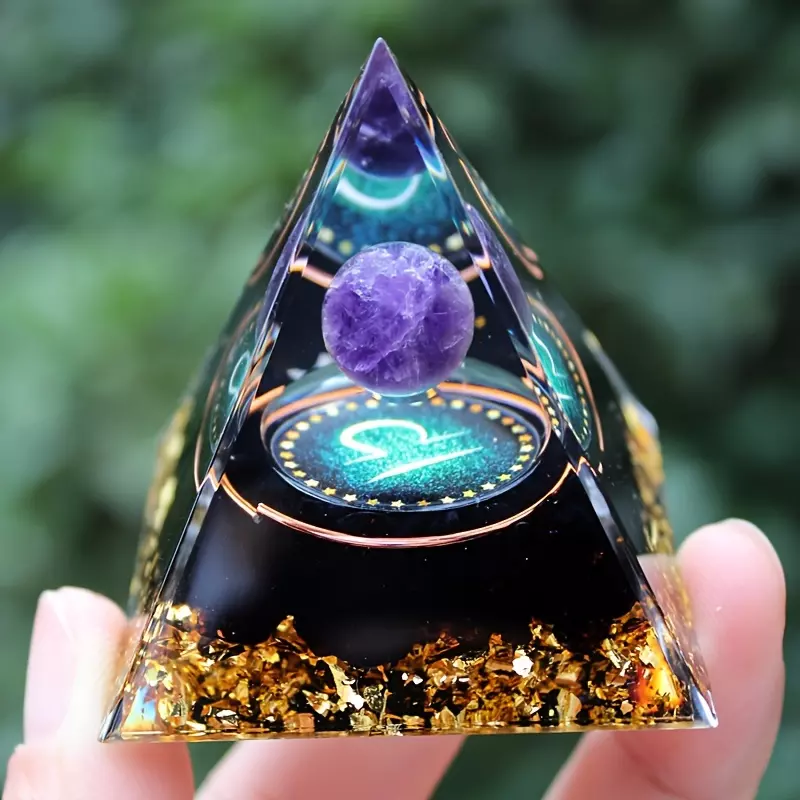1PC Twelve Constellations Chakra Orgone Pyramid Leo/Pisces/Cancer/Virgo/Libra/Aries Reiki Crystal Energy Orgonite Pyramid-Sagittarius