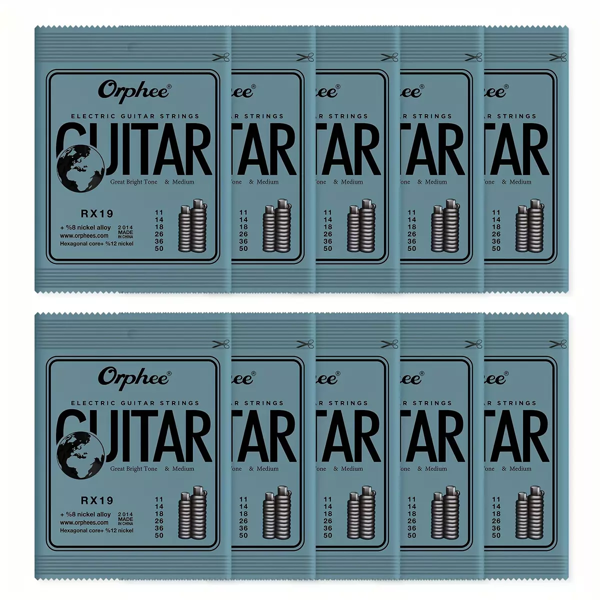 5 Packs/ 10 Packs Full Set Orphee RX19 Electric Guitar Strings Set Nickel Plated Strings Medium Light 011-050