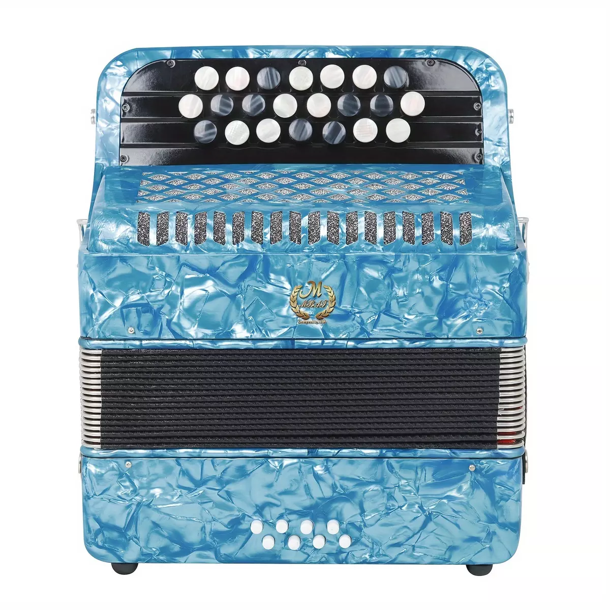 M MBAT Professional Accordion-22 Key 8-Bass Button, Portable for Beginners and Musicians, Ideal for Performances and Practice-Deep Blue