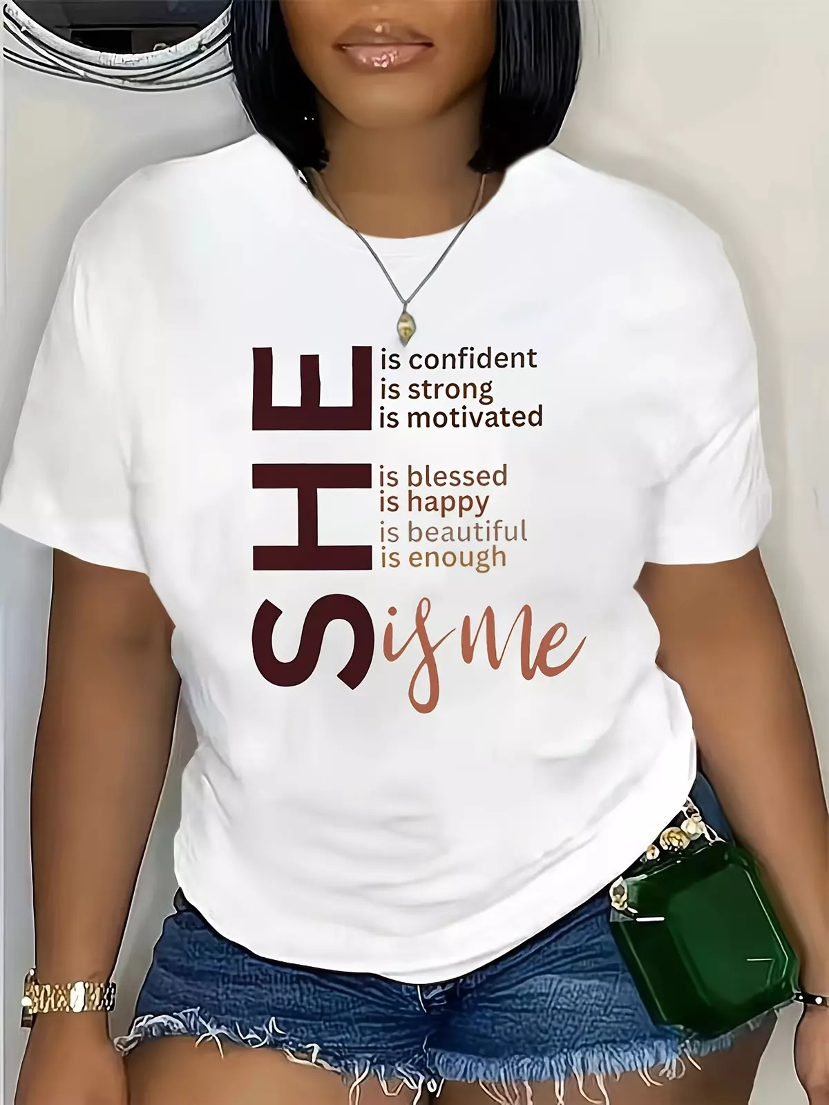 Casual Comfort: Womens She is Me Plus Size T-Shirt - Soft Crew Neck, Short Sleeve, Everyday Wear
