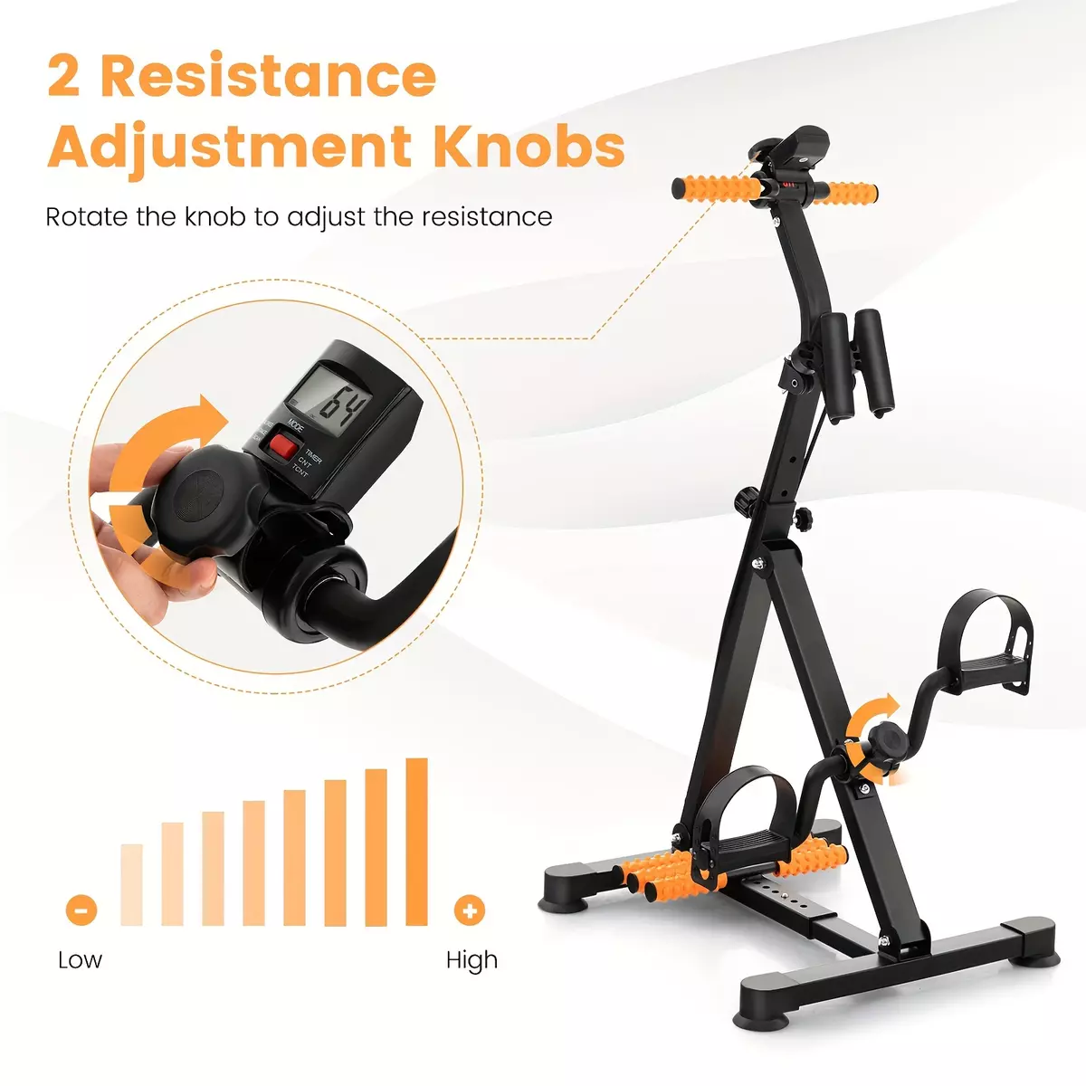 Adjustable LCD Pedal Exercise Bike With Massage, Total Body Fitness Rehab Equipment