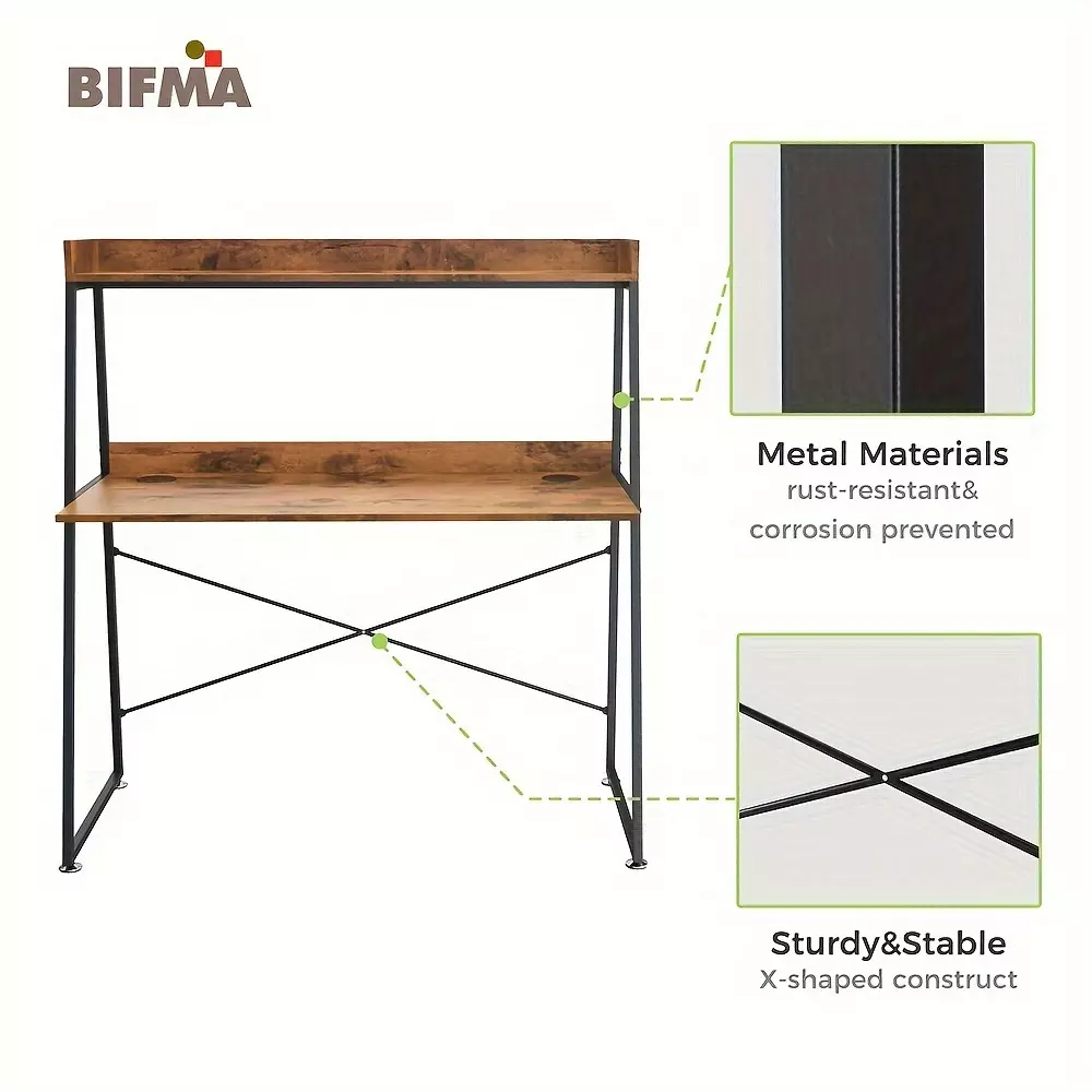 A Desk That Combines A Ladder And A Computer, Measuring 43 Inches.-Vintage Brown