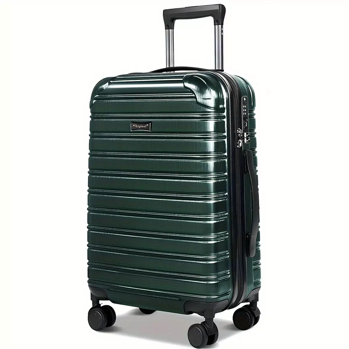 Striped ABS+PC Luggage Suitcase, Carry On Lightweight Trolley Case With TSA Lock, Universal Wheel Travel Case 20/24/28inch-Black