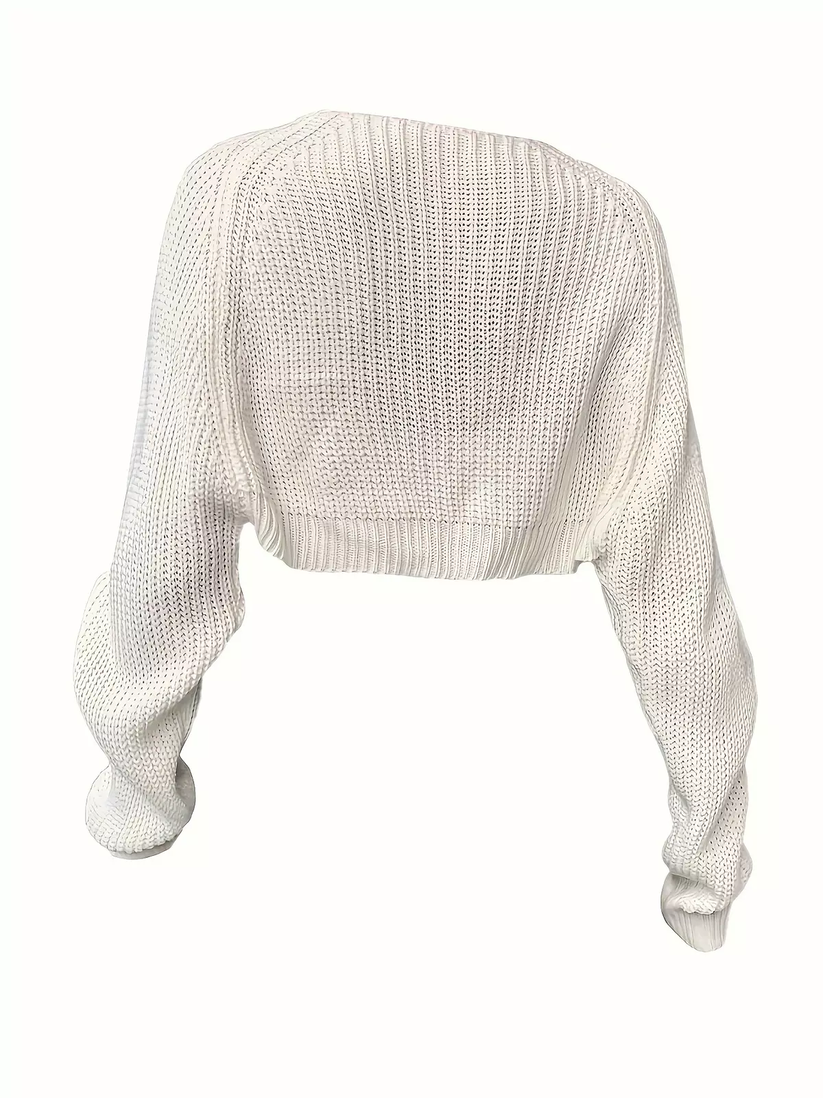 Cropped Solid Knit Sweater, Open Front Long Sleeve Sweater, Women's Clothing-Light Green