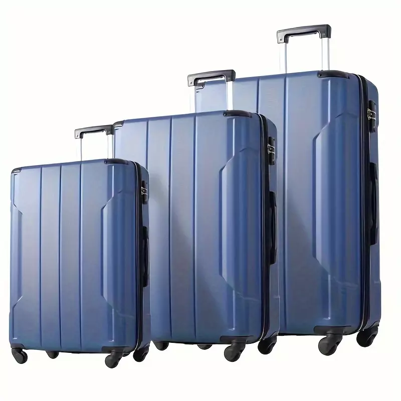 3pcs Hard Shell Luggage Suitcase, Carry On Trolley Case With TSA Lock, Universal Wheels Travel Case 20''24''28''-Blue 20+24+28inch