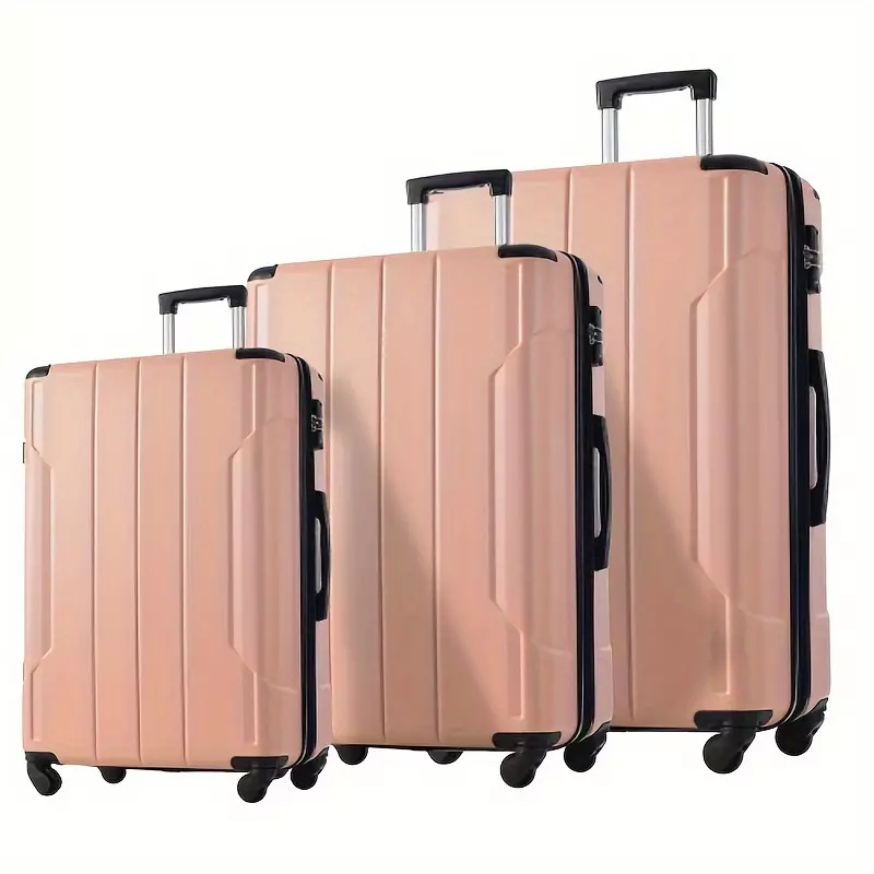 3pcs Hard Shell Luggage Suitcase, Carry On Trolley Case With TSA Lock, Universal Wheels Travel Case 20''24''28''-Yellow 20+24+28inch
