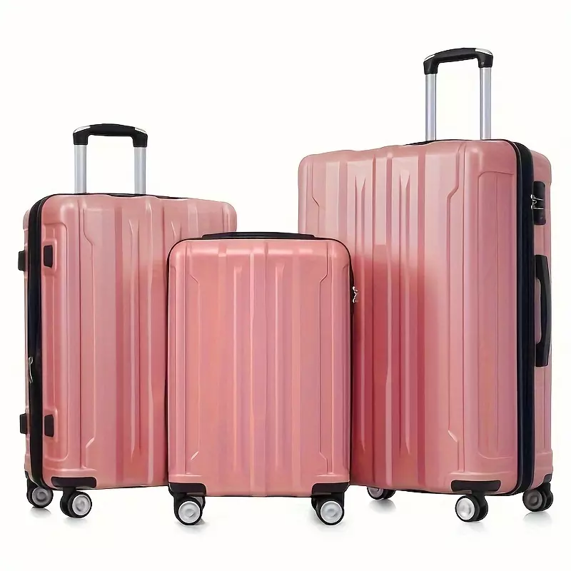 3pcs Hard Shell Luggage Suitcase, Carry On Trolley Case With TSA Lock, Universal Wheels Travel Case 20''24''28''-Pink 20+24+28inch