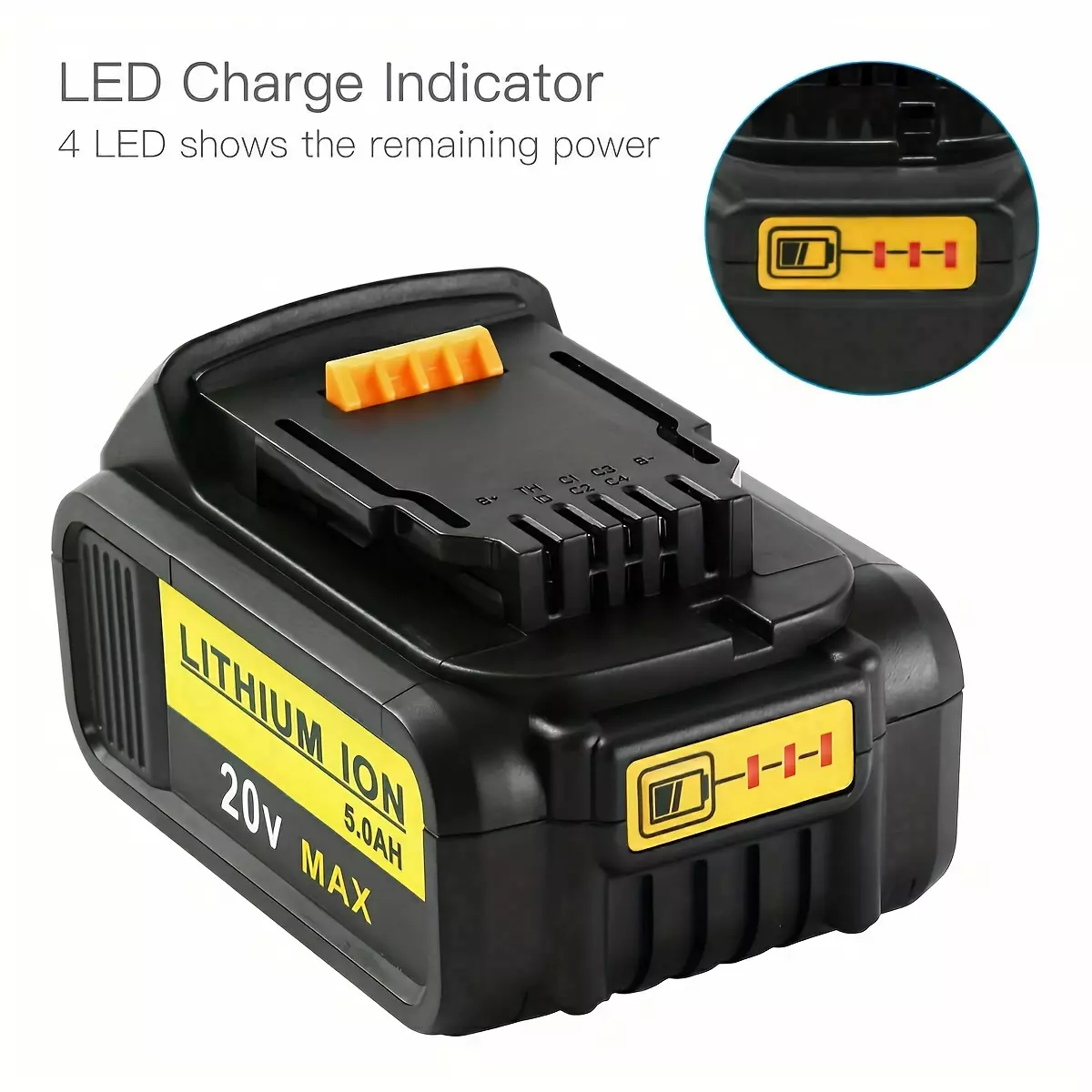 2-Pack 5.0Ah Replacement for Dewalt 20v Battery Compatible with 20v Dewalt Batteries DCB205 DCB206 DCB200 DCB204 DCB180 Cordless Power Tools