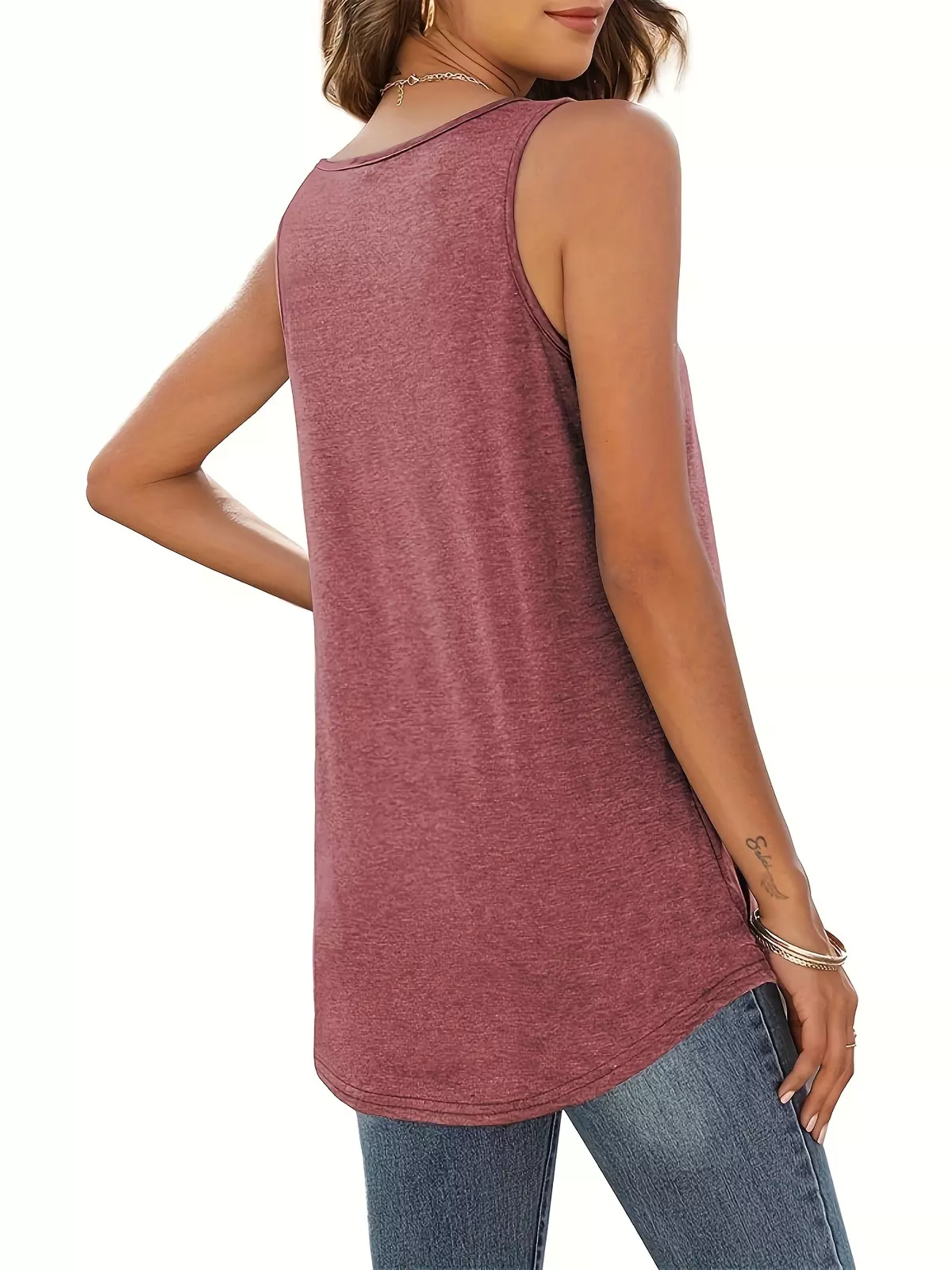 Solid Pleated Tank Top, Casual Sleeveless Top For Summer, Women's Clothing-Red